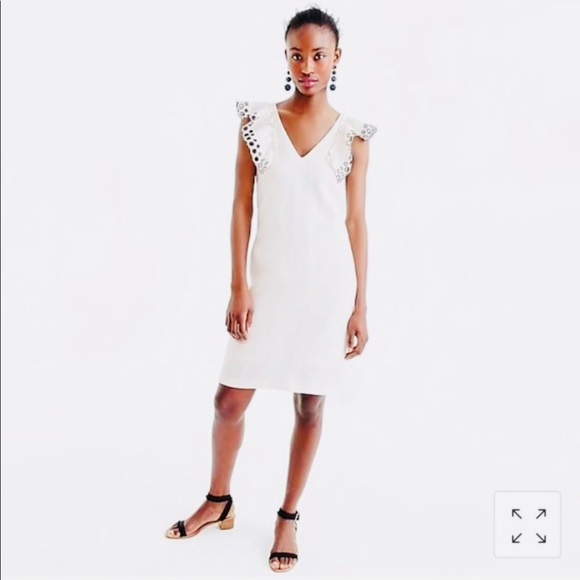 J Crew 🤍🖤 Eyelet Flutter Shoulder Dress - Picture 3 of 6